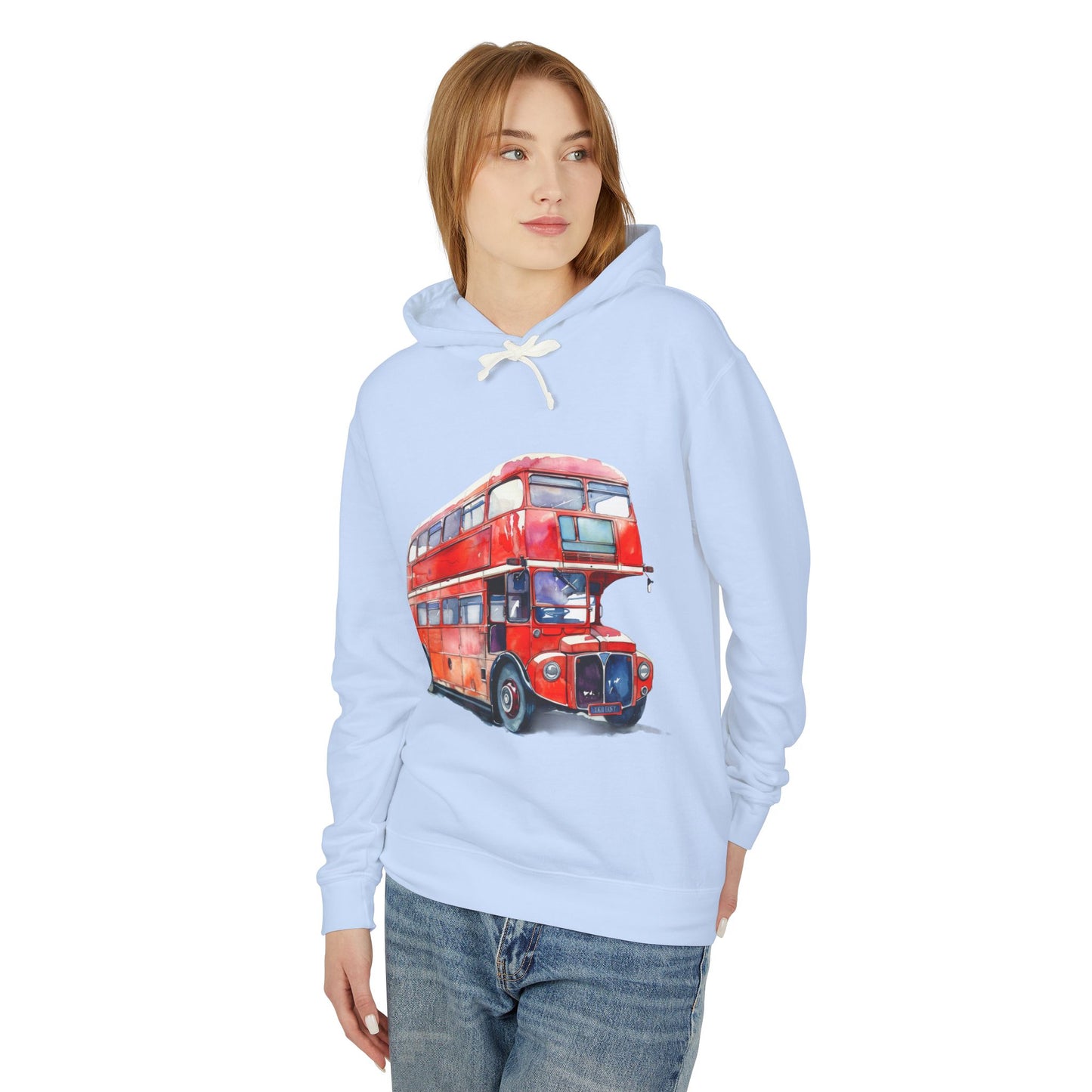 Unisex Lightweight Hooded Sweatshirt - Symbol of the City - The Red Bus of London