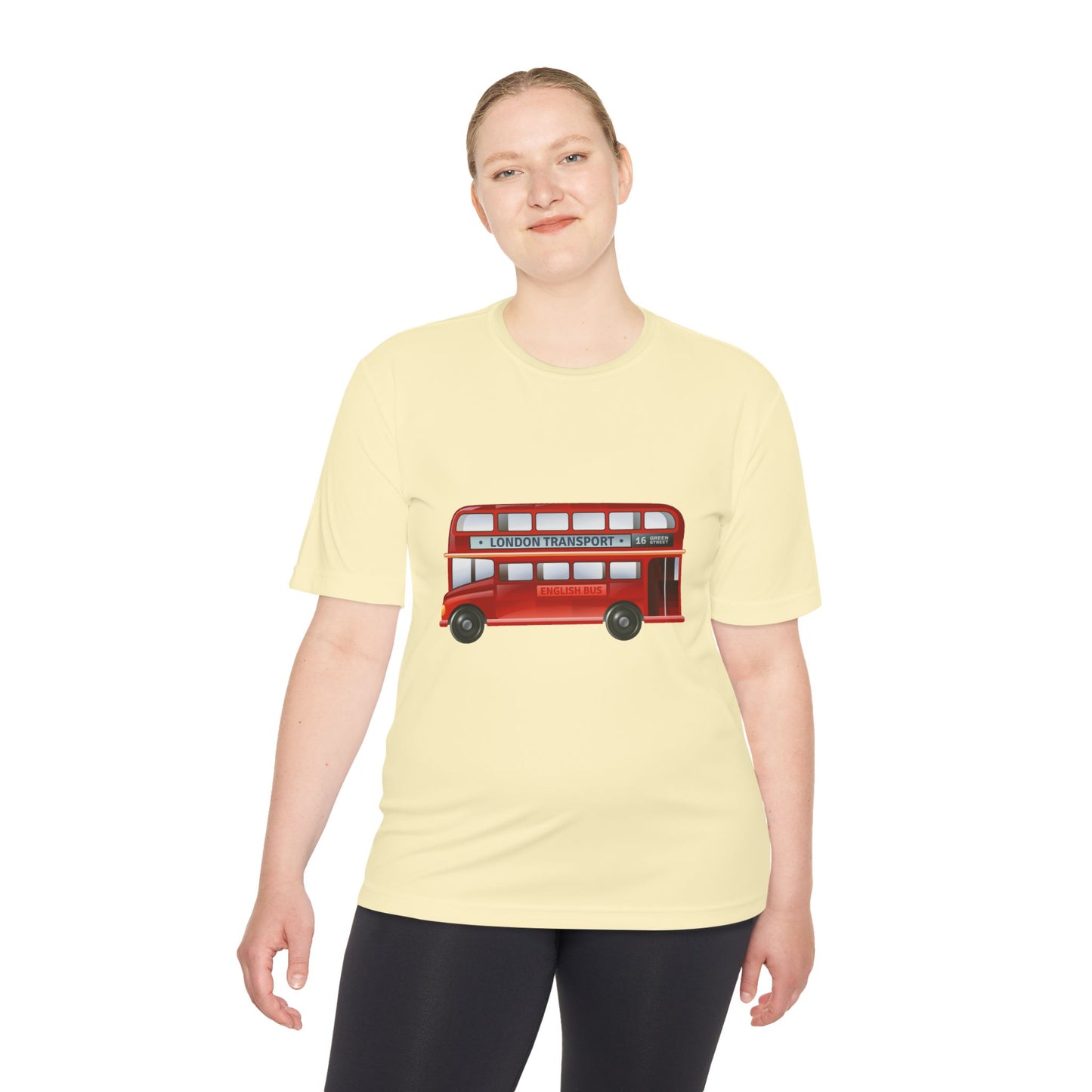 Unisex Moisture Wicking Tee - Vintage British Double-Decker Bus Art Print