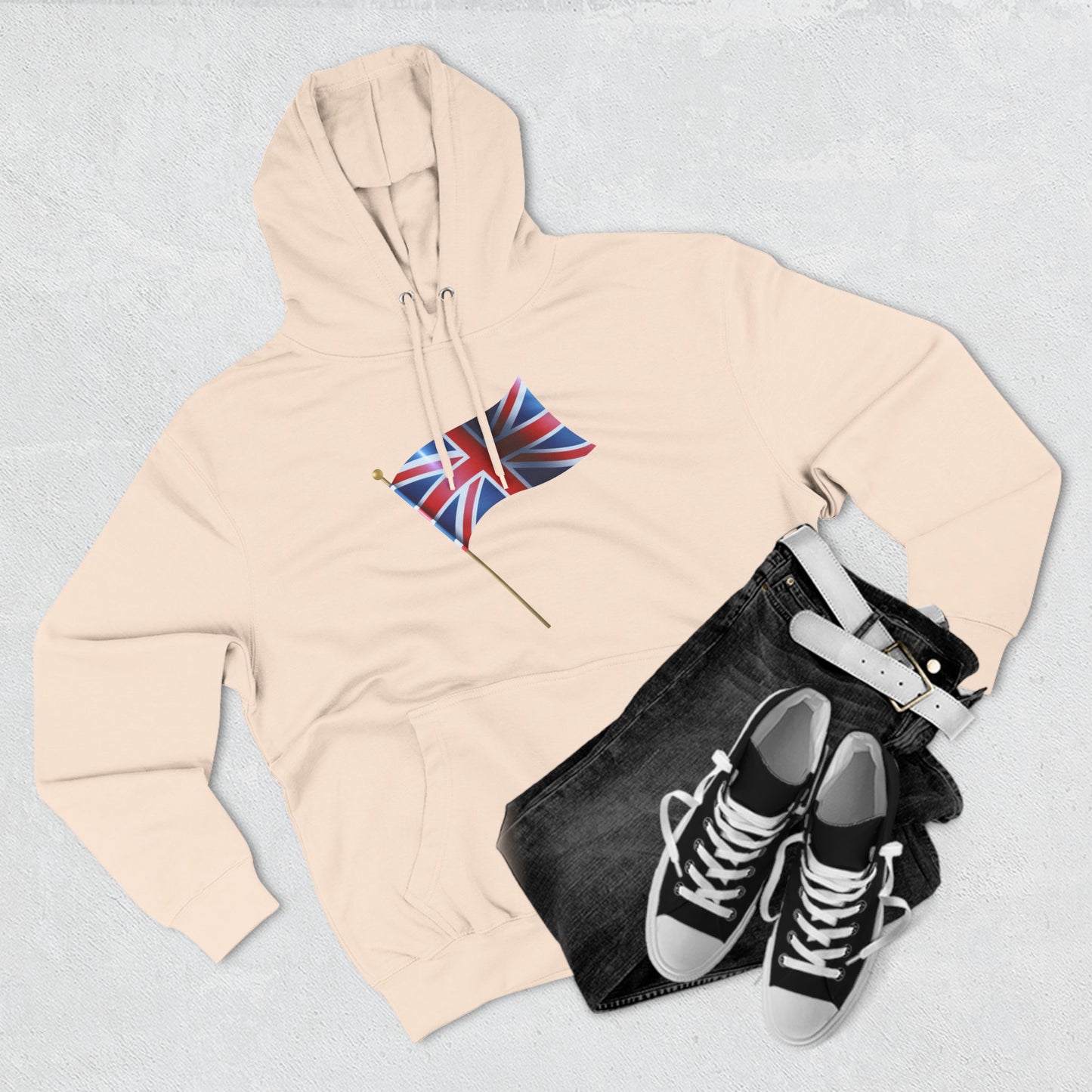 Three-Panel Fleece Hoodie - Waving Proud -The Union Jack Flag