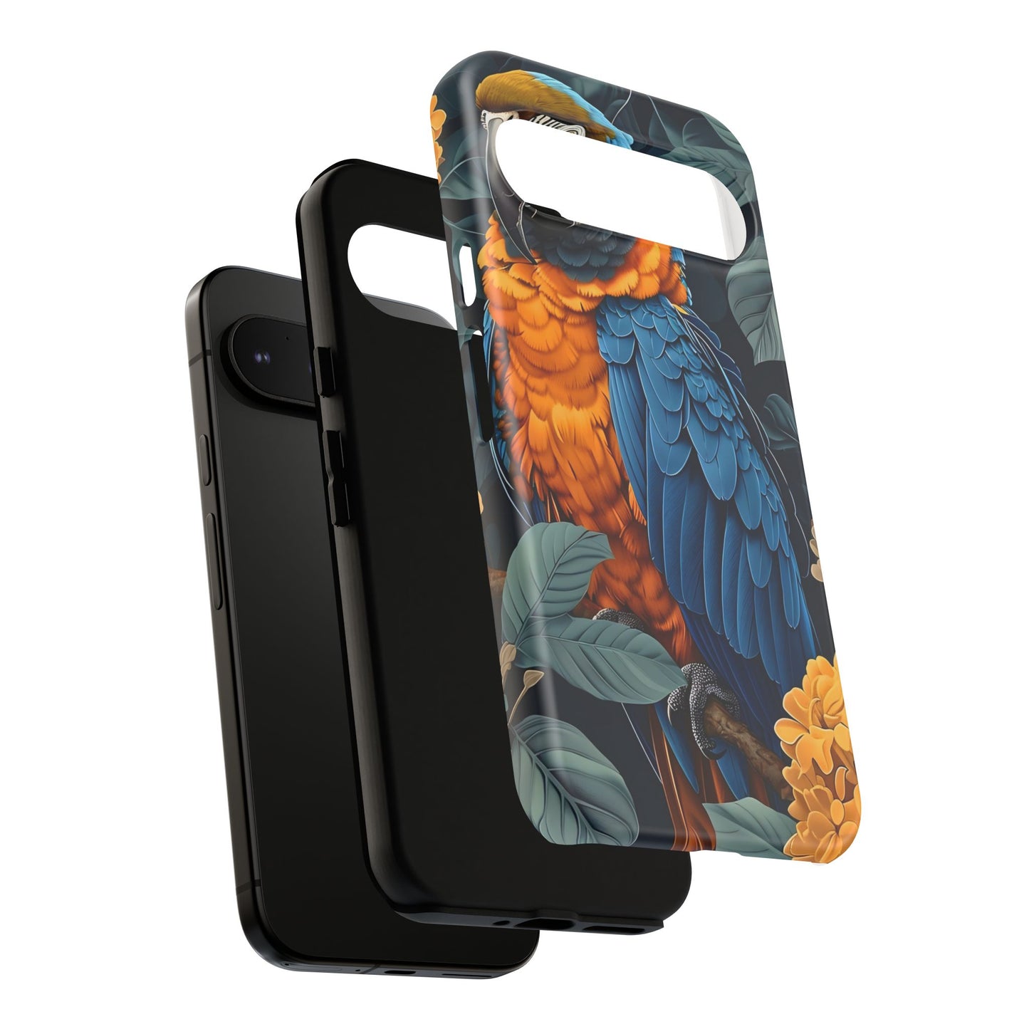 Tropical Parrot Phone Case - Tough Cases, Colorful Phone Cover, Nature Lover Gift, Floral Design, Bird Lover Accessory