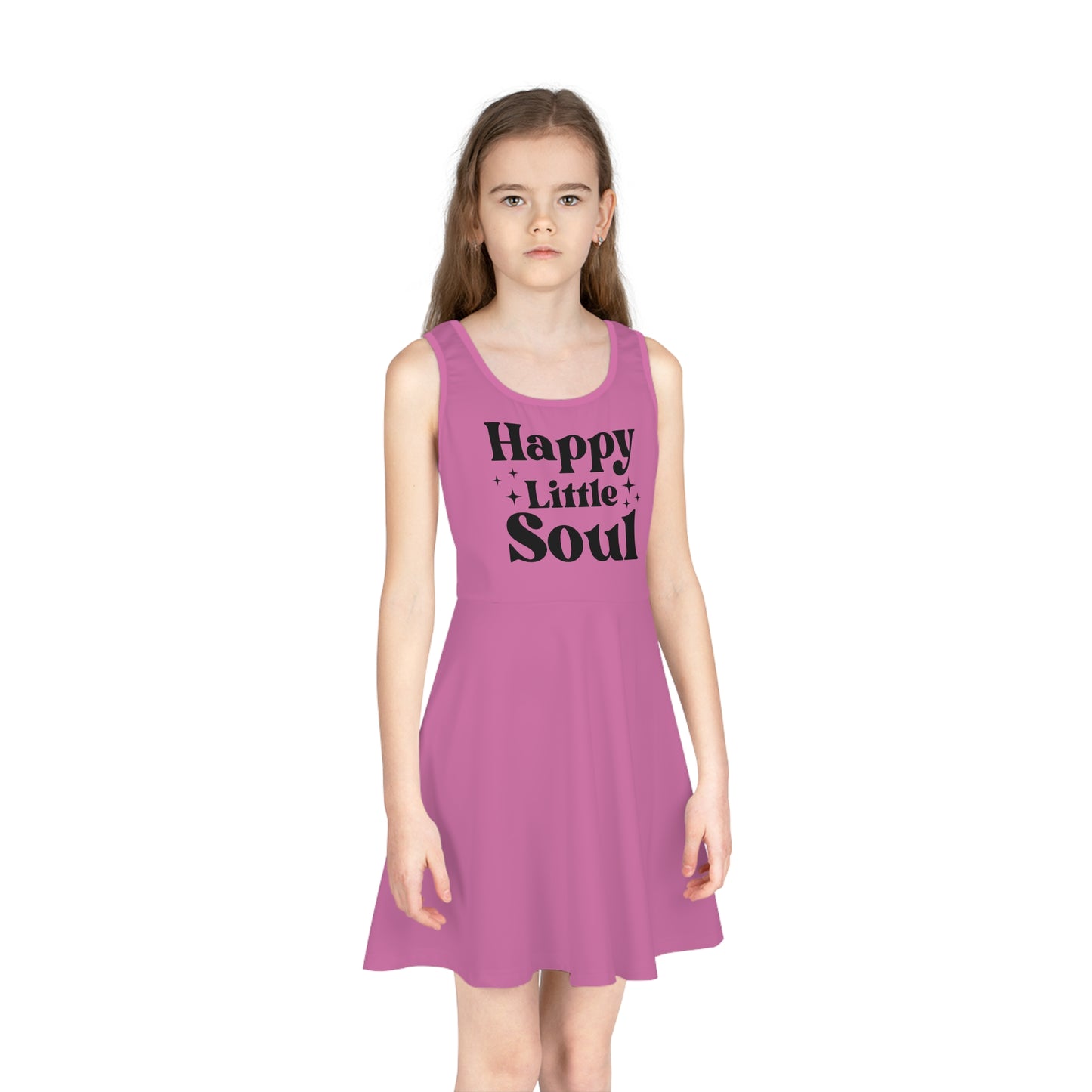 Girls' Sleeveless Sundress - Boho Happy Little Soul Quote Design - Perfect for Summer and Celebrations