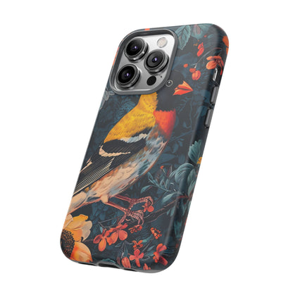 Colorful Bird Phone Case, Floral Phone Cover, Tough Phone Protector, Nature Lover Gift, Botanical Case, Unique Mobile Accessory