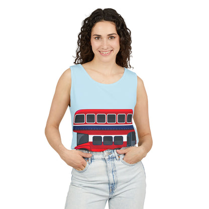 Unisex Garment-Dyed Tank Top - Classic London Double-Decker Bus Artwork