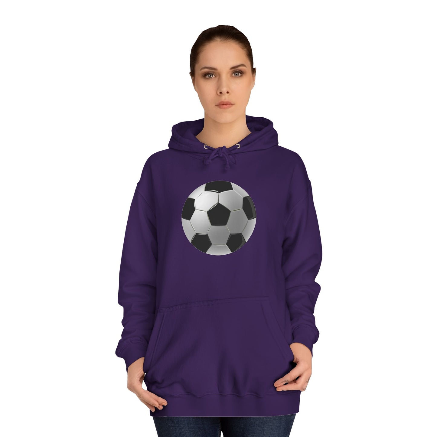 Unisex College Hoodie - Dynamic Football Design - Sports Passion and Energy
