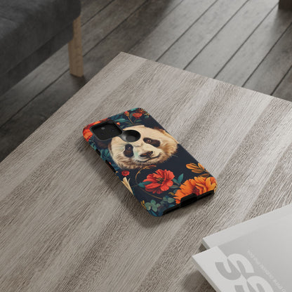 Panda Floral Phone Case, Tough Cases, Cute Animal Case, Floral Design, Gifts for Animal Lovers, Phone Accessories