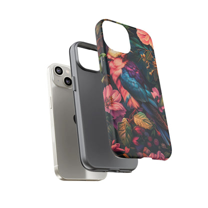 Tough Cases: Vibrant Tropical Bird Phone Case, Floral Smartphone Cover, Nature Lover Gift, Boho Phone Accessory, Cute Bird Case