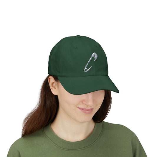 Classic Dad Cap with Safety Pin Design | Casual Headwear, Gift for Dads, Everyday Style, Birthday or Father's Day Gift, Trendy Accessories
