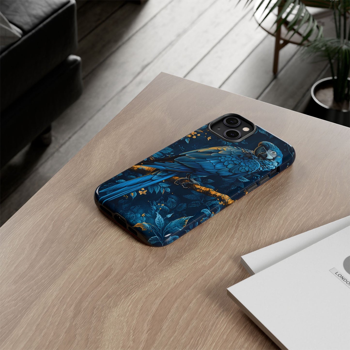 Tough Cases - Vibrant Blue Parrot Phone Case, Tropical Bird Phone Cover, Nature Lover Gift, Eco-Friendly Accessories, Unique Wildlife Decor