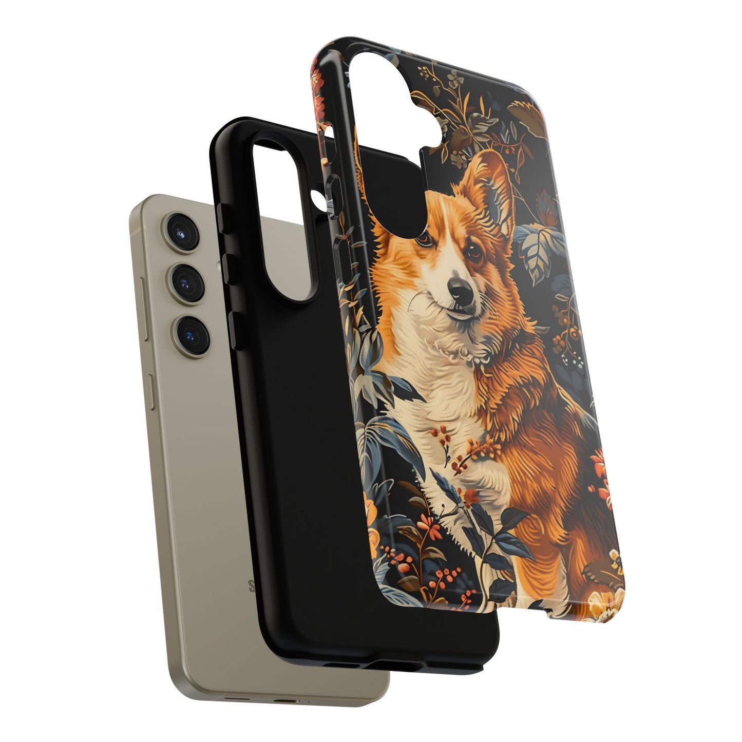 Corgi Floral Phone Case - Tough Cases for Dog Lovers, Cute Pet Accessories, Gift for Dog Owners, Floral Design, Personalized Tech Cover