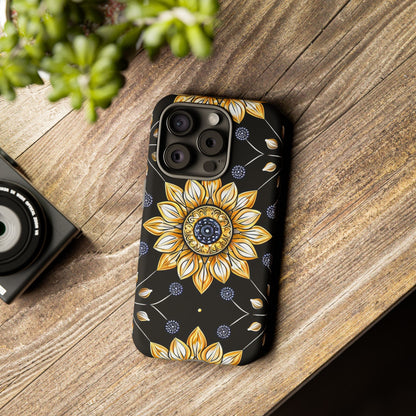 Floral Phone Case with Mandala Design, Tough Cases for iPhone & Samsung, Boho Style, Gift for Her, Unique Accessories