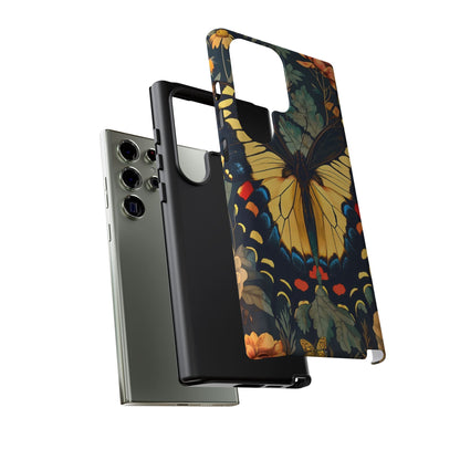 Butterfly Floral Phone Case, Art-inspire Tough Case, Gift for Nature Lovers, Butterfly Pattern Cover, Eco-Friendly Mobile Accessory