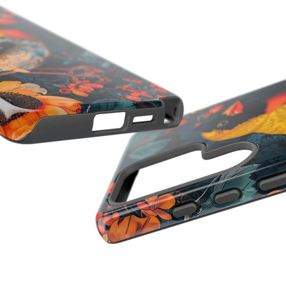 Colorful Bird Phone Case, Floral Phone Cover, Tough Phone Protector, Nature Lover Gift, Botanical Case, Unique Mobile Accessory