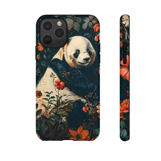Panda Phone Case, Floral Design Phone Cover, Cute Panda Gift, Nature-Inspired Case, Animal Lover Accessory