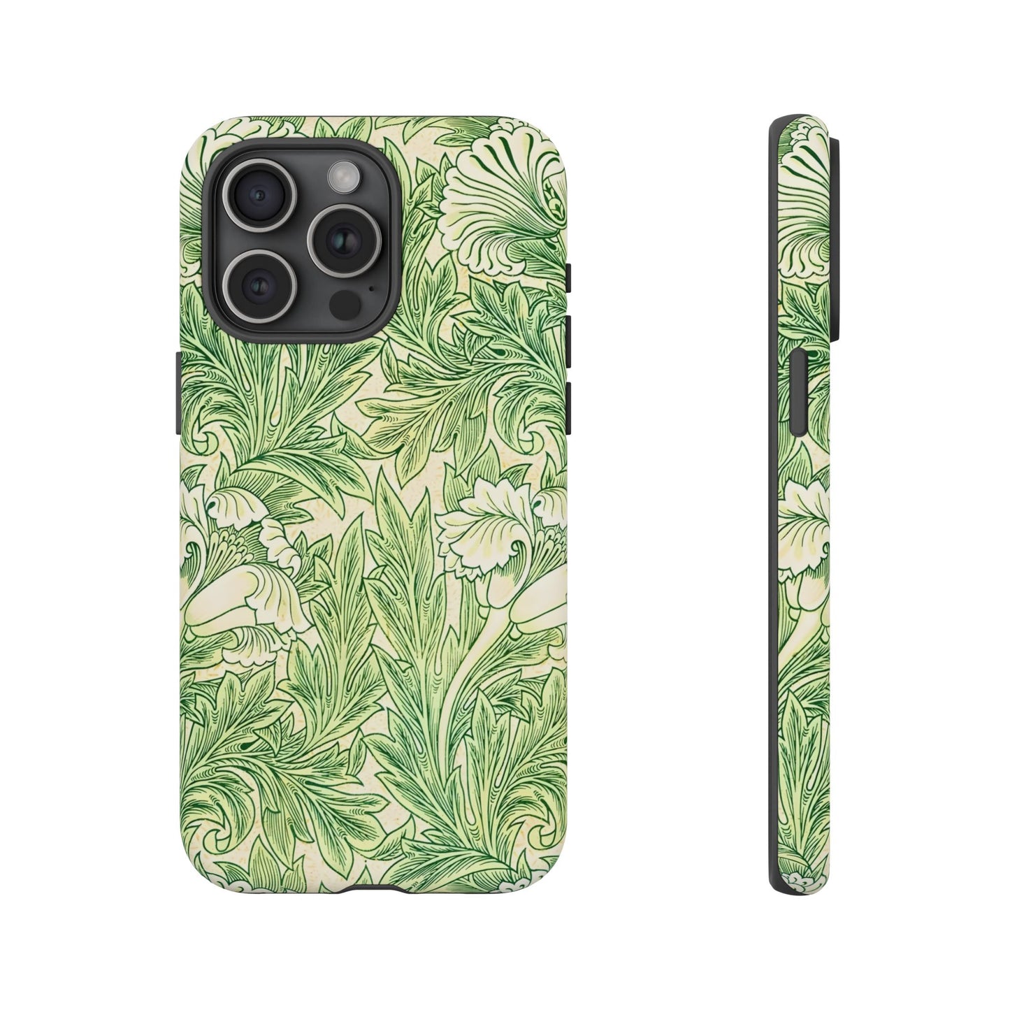 Green Floral Phone Case, Botanical iPhone Cover, Tough Phone Shell, Nature-inspired Gift, Eco-friendly Tech Accessory