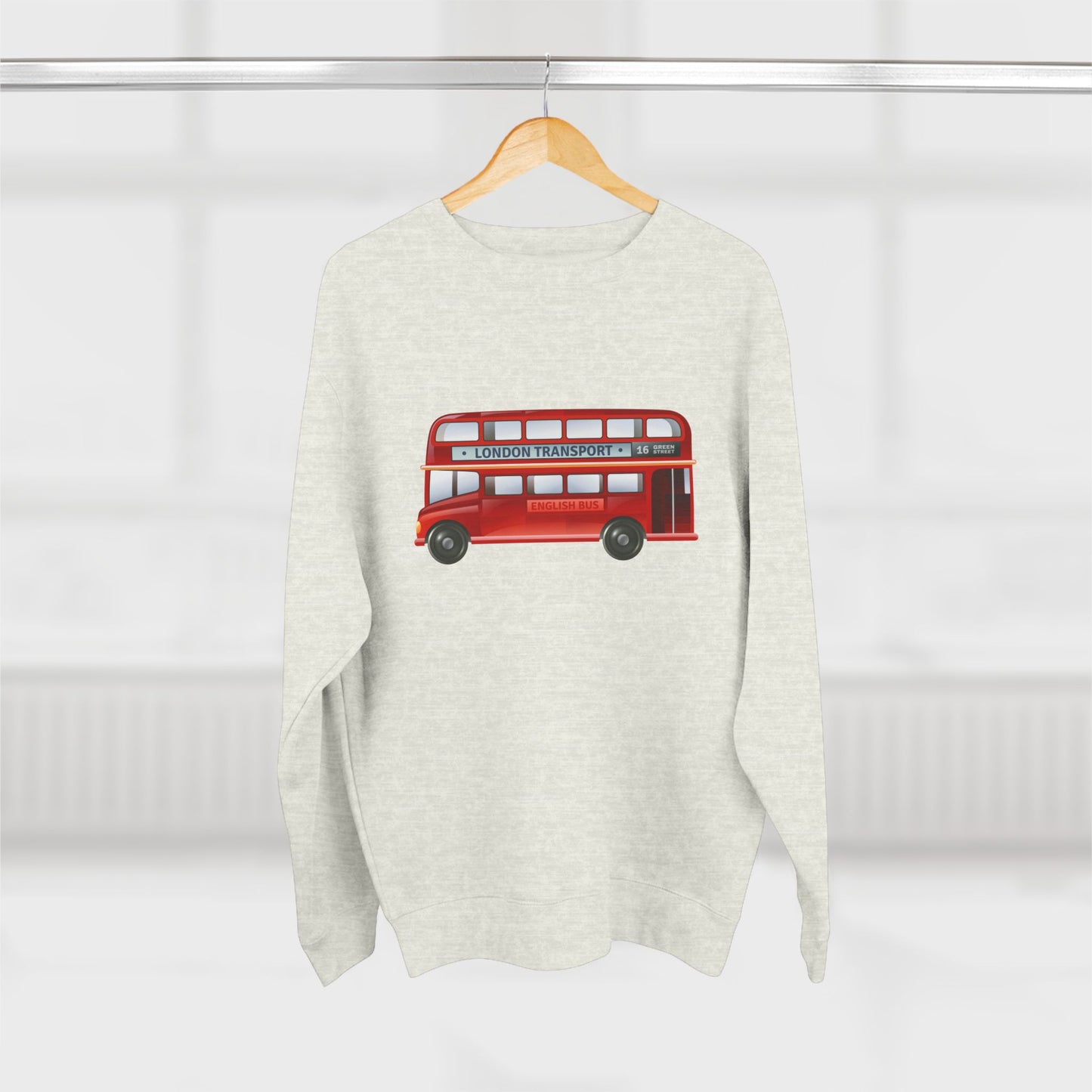 Unisex Crewneck Sweatshirt - London Transport English Bus Red Double-Decker