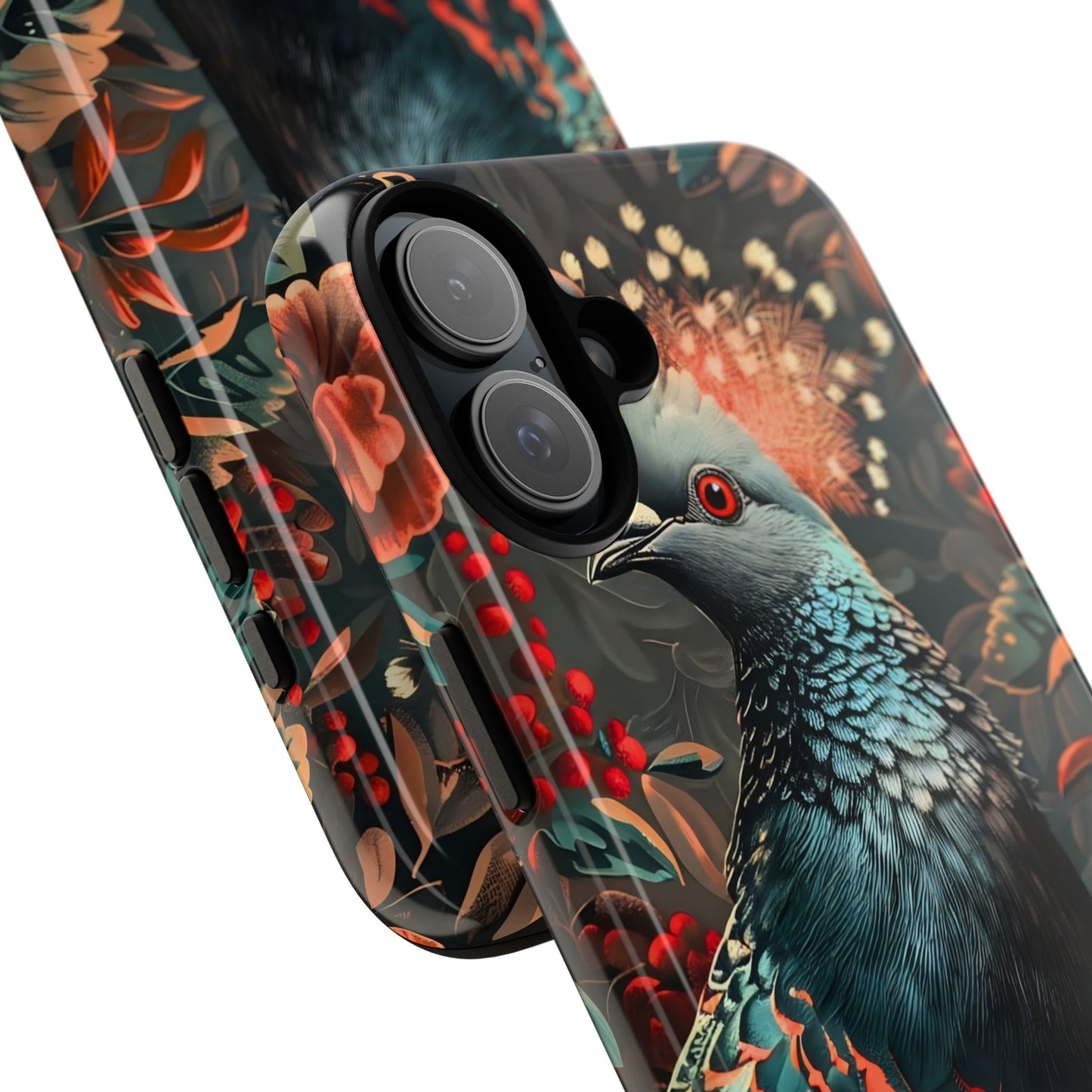 Floral Peacock Phone Case, Tough Cases, Artistic Phone Cover, Unique Gift, Nature Lover Accessory, Protective Case
