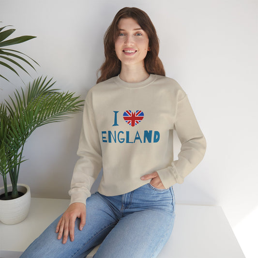 Unisex Heavy Blend™ Crewneck Sweatshirt - I Love England - Union Jack Heart Design