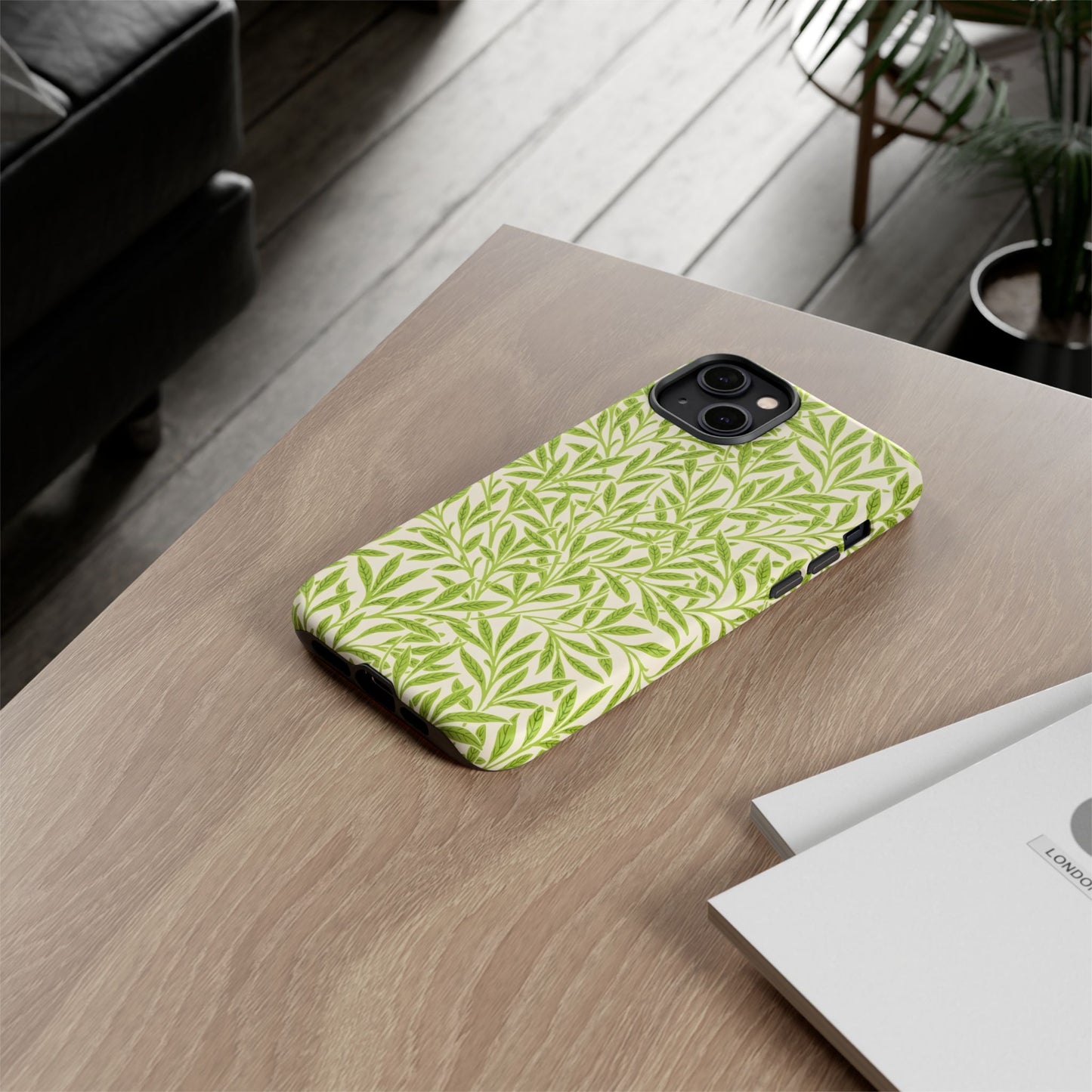Green Leaf iPhone Case, Tough Cases, Botanical Phone Protection, Eco-Friendly Cover, Nature Lover Gift, Trendy Cell Phone Accessory