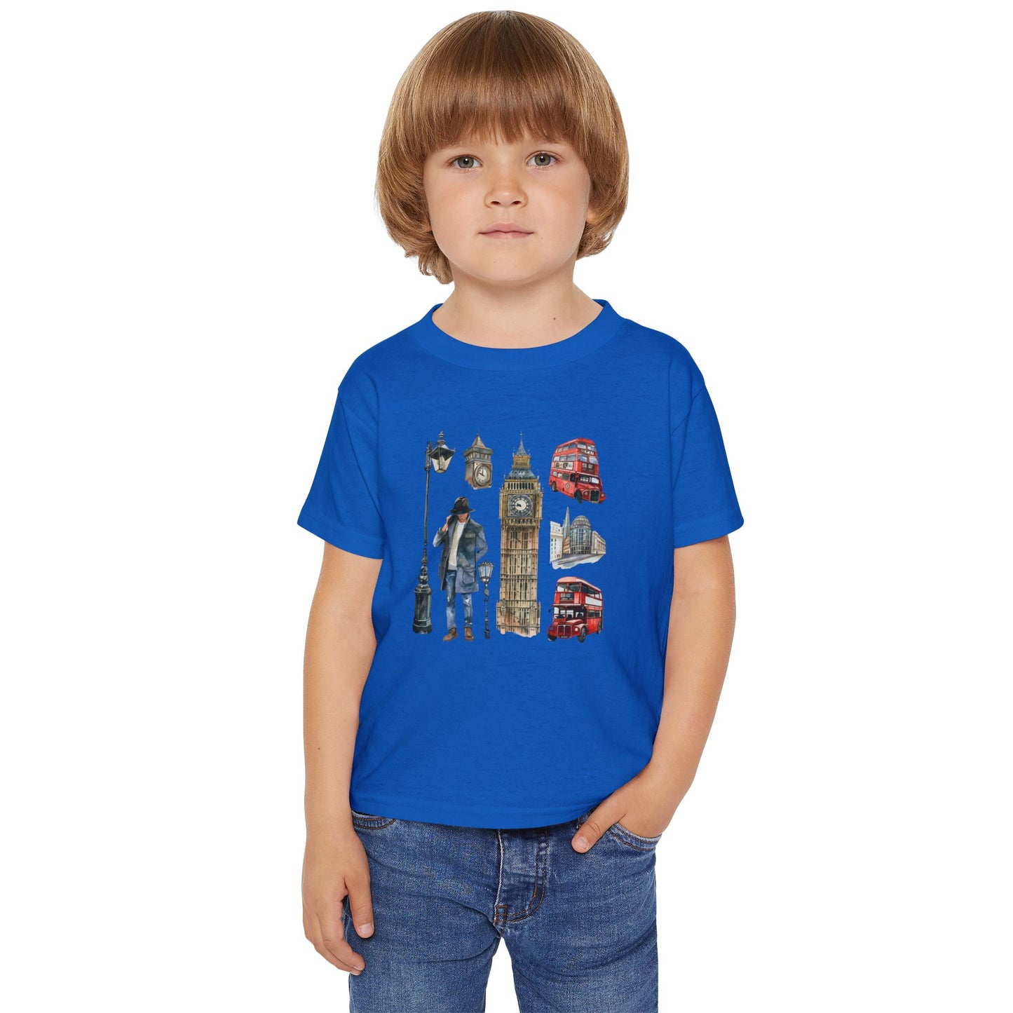 Toddler T-Shirt  - British Landmarks and Symbols Art Design - Cute Graphic Tee for Kids