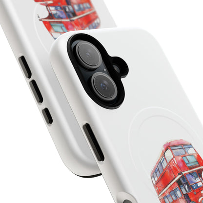 Vintage Double-Decker Bus Phone Case, Tough Magnetic Cases, Unique Mobile Cover, Gifts for Travelers, London-Themed Accessories
