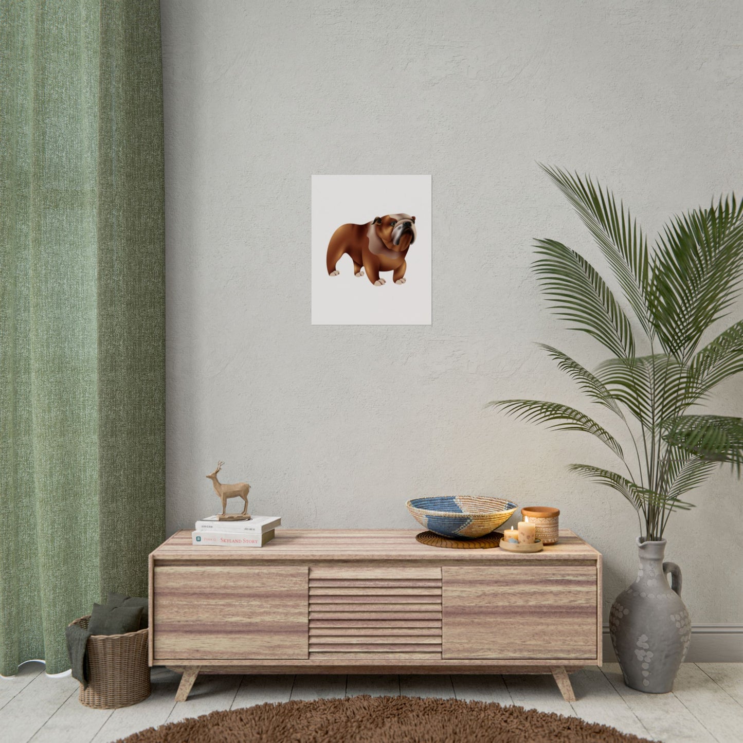 Bulldog Rolled Poster Art | Dog Lover’s Wall Decor | Unique Gift for Pet Owners | Living Room or Office Decor