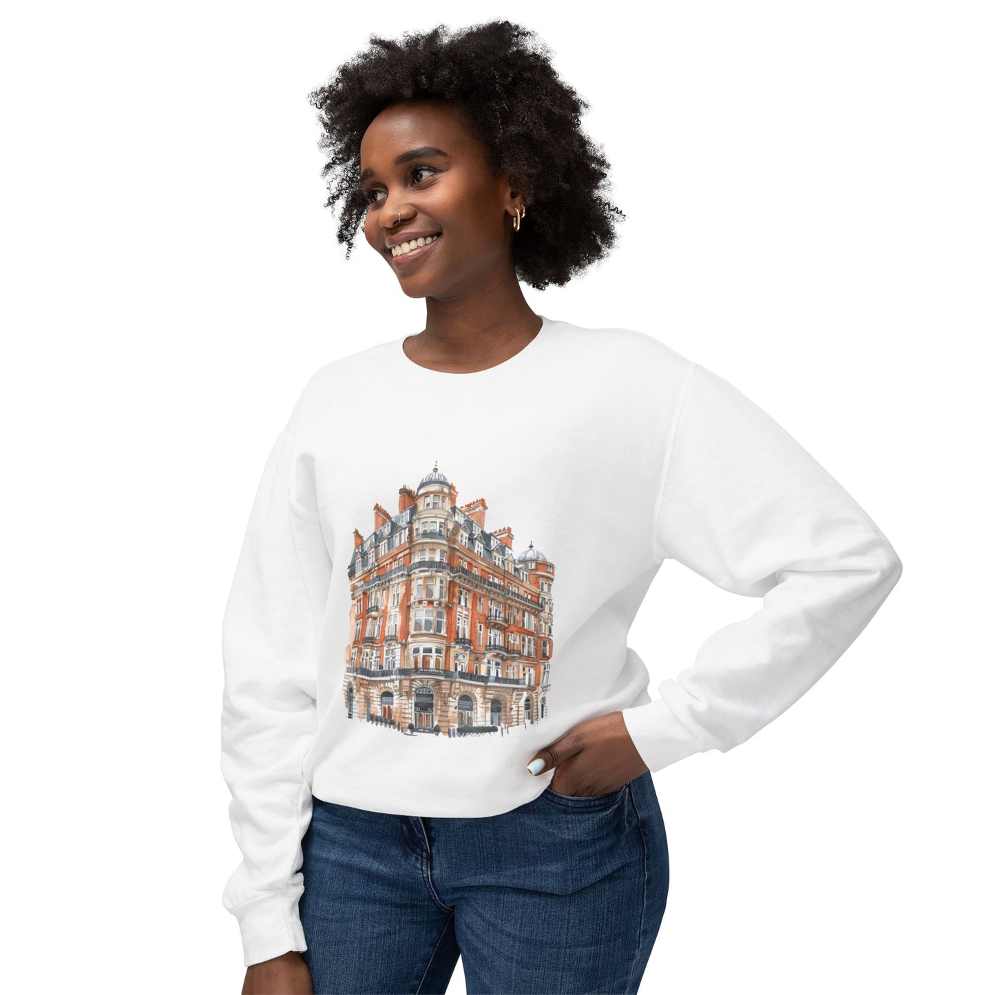 Unisex Lightweight Crewneck Sweatshirt - Classic British Architecture - Elegant Historic Building