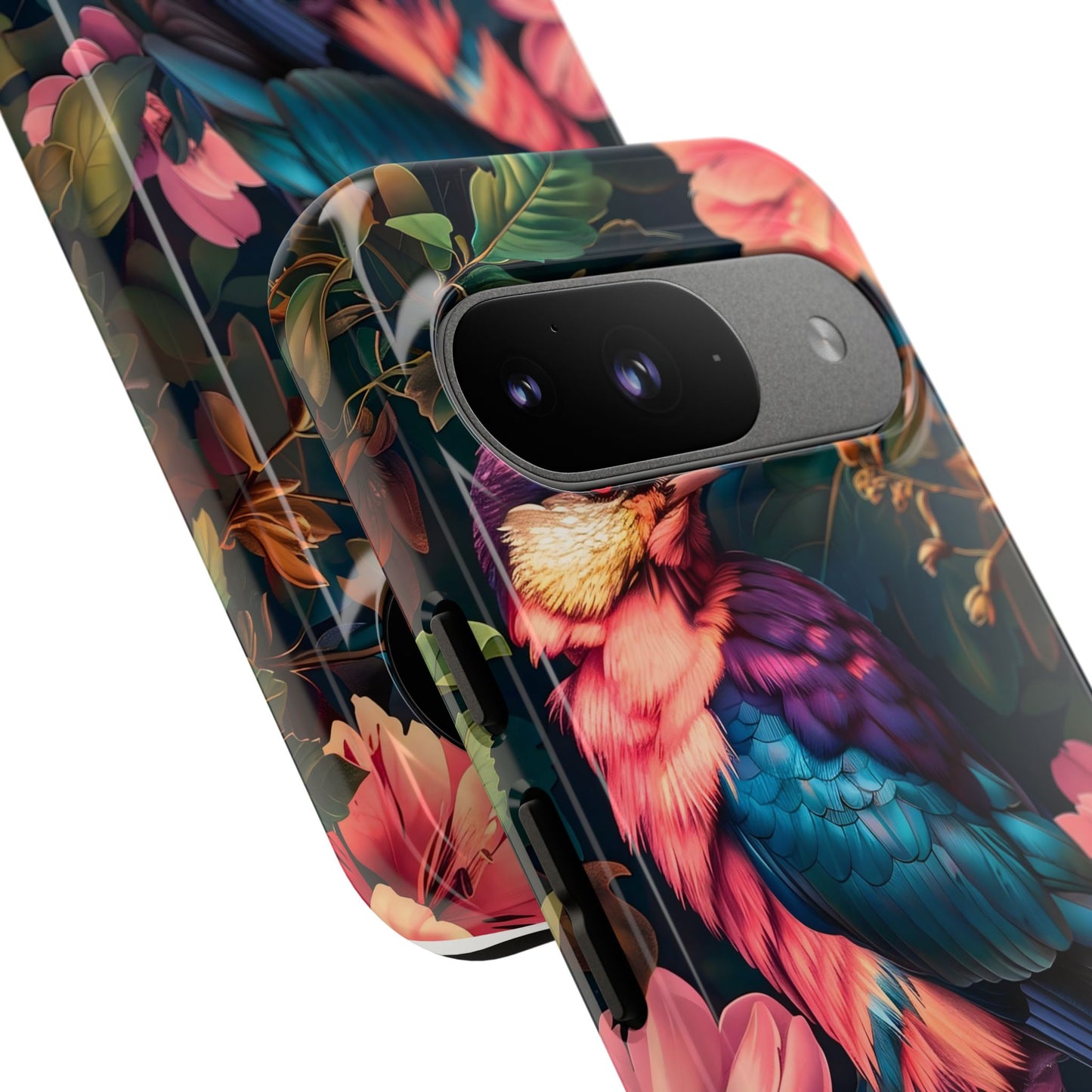 Tough Cases: Vibrant Tropical Bird Phone Case, Floral Smartphone Cover, Nature Lover Gift, Boho Phone Accessory, Cute Bird Case