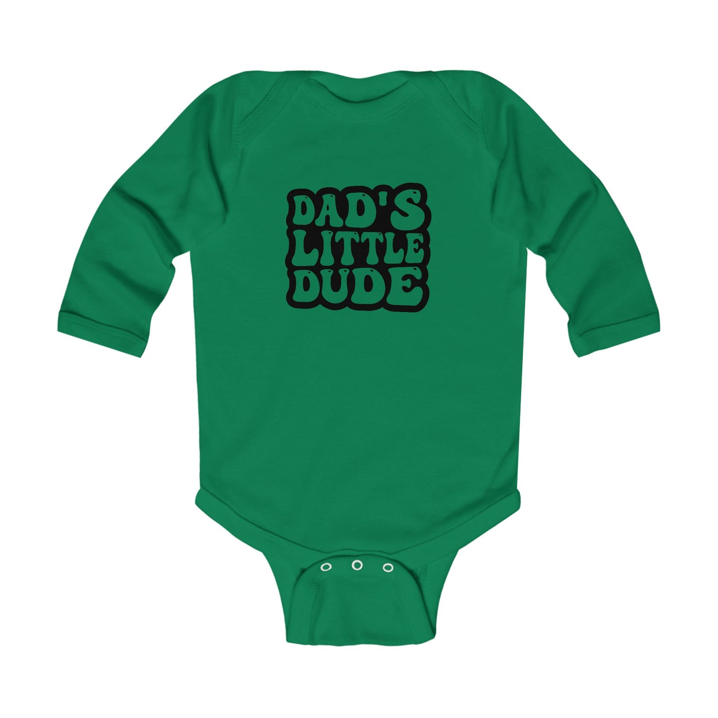 Dad's Little Dude Infant Long Sleeve Bodysuit - Cute Baby Grey Romper