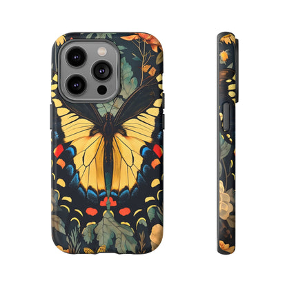 Butterfly Floral Phone Case, Art-inspire Tough Case, Gift for Nature Lovers, Butterfly Pattern Cover, Eco-Friendly Mobile Accessory