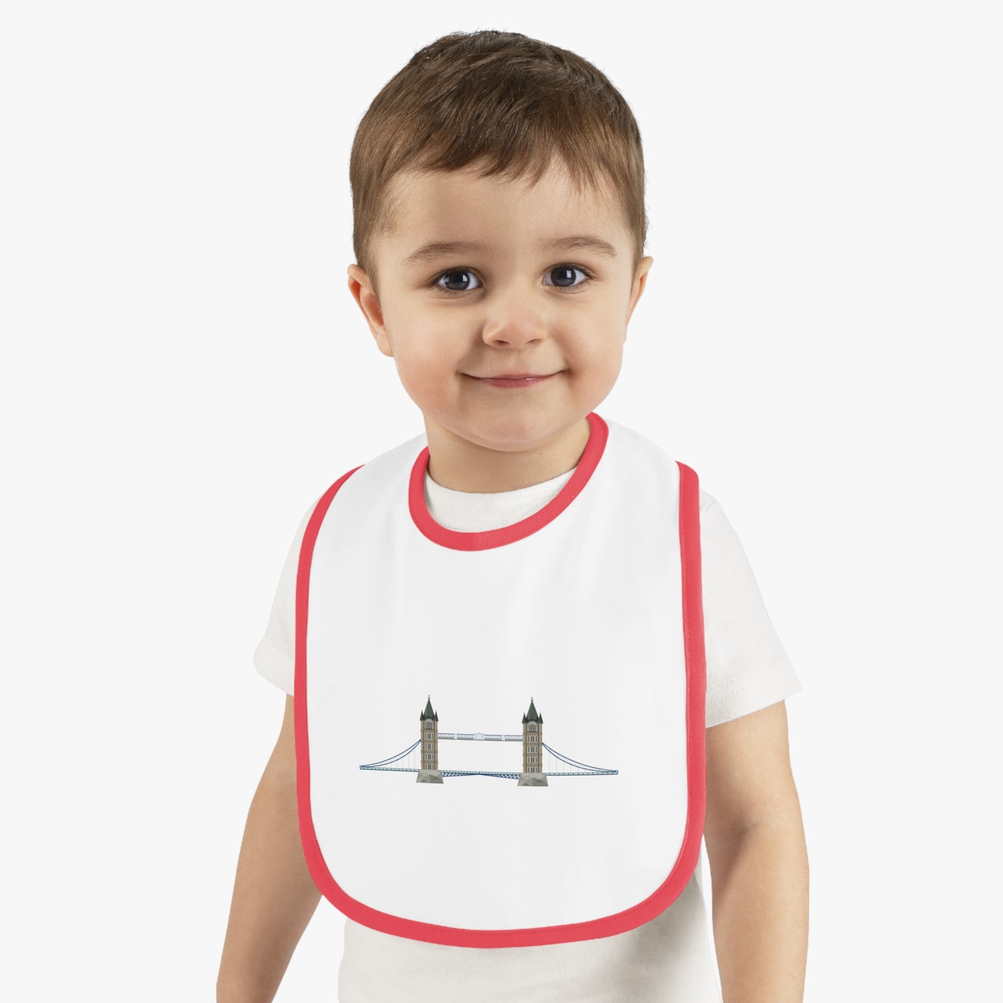 London Brigde Baby Bib, Cute Infant Feeding Bib, Newborn Gift, Baby Shower Present, Unique Child Bib