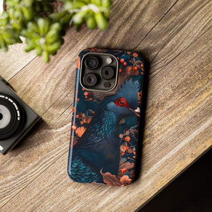 Vibrant Phone Case with Floral Peacock Design - Tough Cases, Artistic Phone Cover, Unique Gift for Nature Lovers, Stand Out Tech Accessory