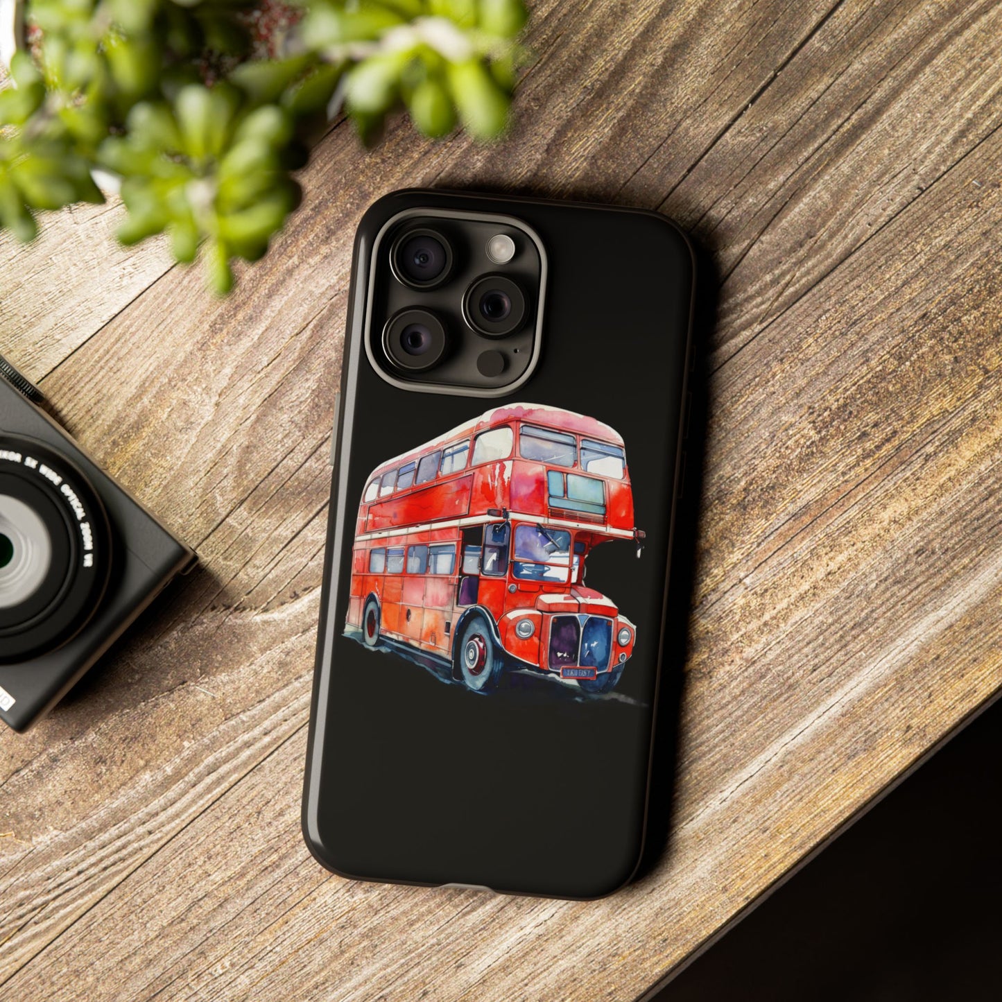 London Bus Phone Case, Tough iPhone Cover, Unique Gift for Travelers, Vintage Style Accessories, Holiday Present Idea