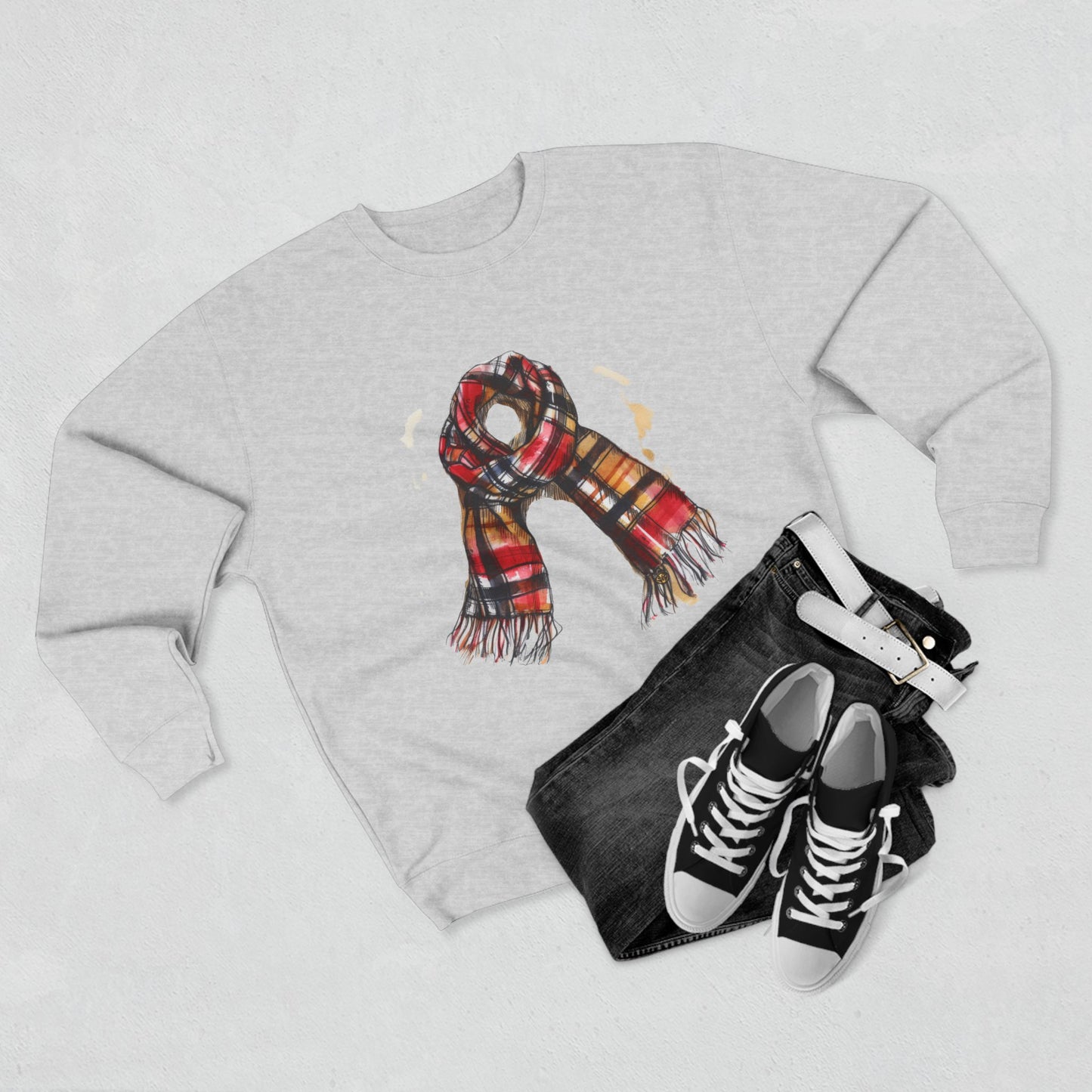 Unisex Crewneck Sweatshirt - Classic British Plaid Scarf