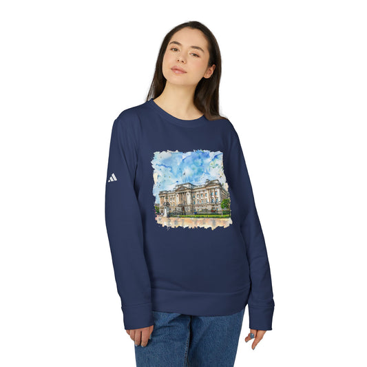Adidas Unisex Fleece Crewneck Sweatshirt - Watercolor Buckingham Palace Design