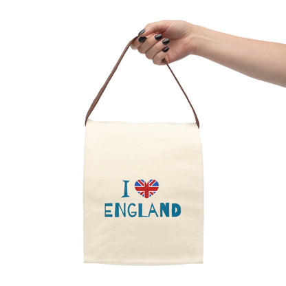I ❤️ England Typography Canvas Lunch Bag With Strap