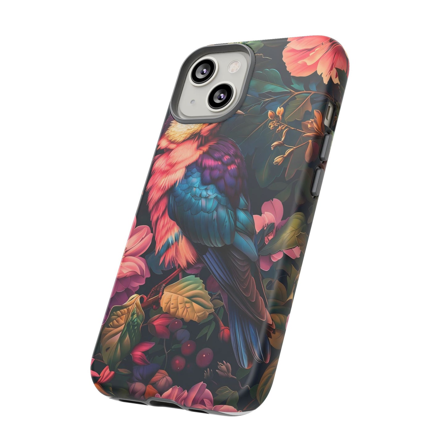 Tough Cases: Vibrant Tropical Bird Phone Case, Floral Smartphone Cover, Nature Lover Gift, Boho Phone Accessory, Cute Bird Case