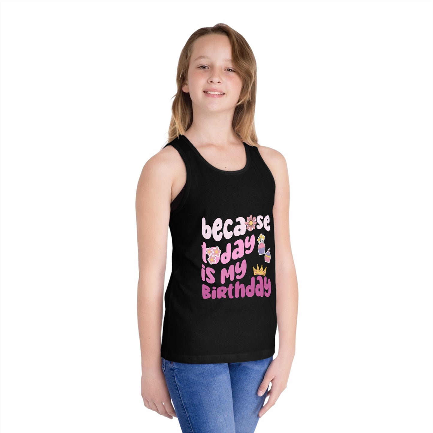 Birthday Celebration Kid's Jersey Tank Top - 'Because Today is My Birthday' Design