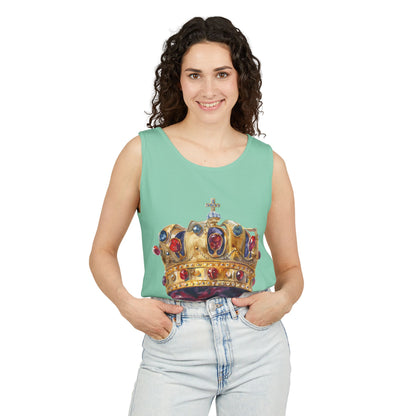 Unisex Garment-Dyed Tank Top - British Royal Crown - Symbol of Regal Elegance and Authority