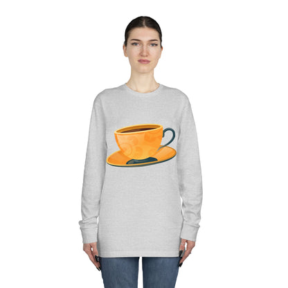 Long Sleeve Crewneck Tee - Elegant British Tea Cup - Classic Tea Time Style