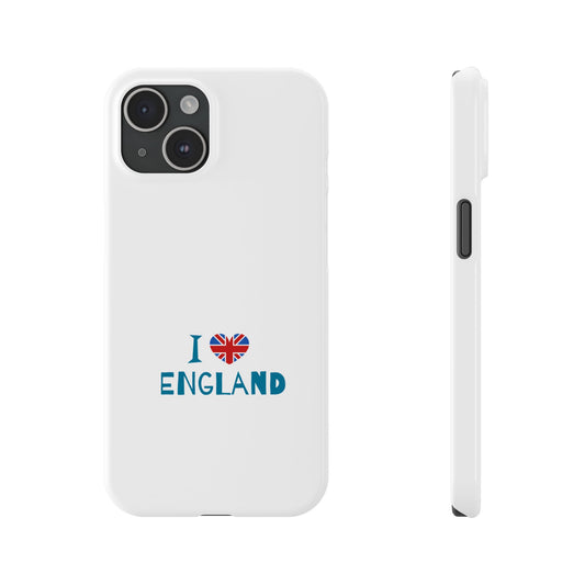 I Love England Slim Phone Case, UK Pride Phone Cover, Gift for Travelers, Smartphone Accessory, England Souvenir Case