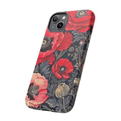 Floral Phone Case with Artistic Poppies, Tough Cases, Flower Design, Nature Lover Gift, Customizable Mobile Cover, Stylish Phone Accessories
