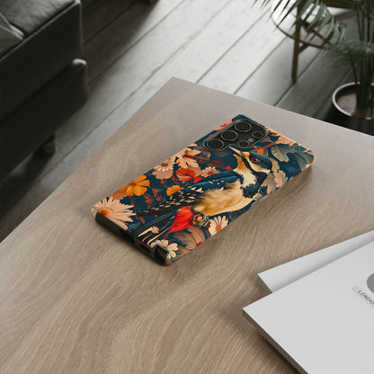 Artistic Bird Phone Case, Unique Tough Cases for Nature Lovers, Floral Design, Cute Gift, Customized Phone Accessories