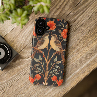 Floral Phone Case – Tough Cases with Bird Design, Unique Gift for Nature Lovers, Stylish Tech Accessory, Phone Cover, Artistic Case