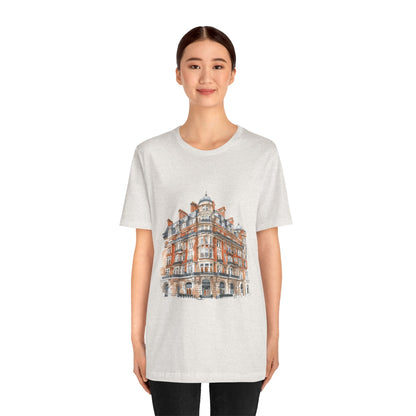 Unisex Jersey Short Sleeve Tee - British Vintage Building - Architectural Charm and Classic Appeal