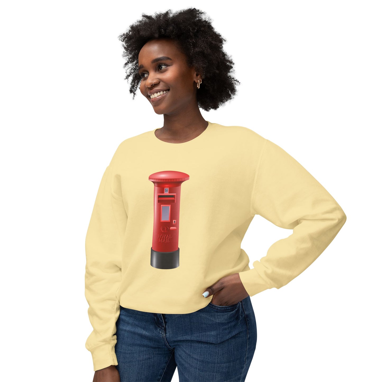 Unisex Lightweight Crewneck Sweatshirt - Classic UK Royal Mailbox Design - British Postbox Icon
