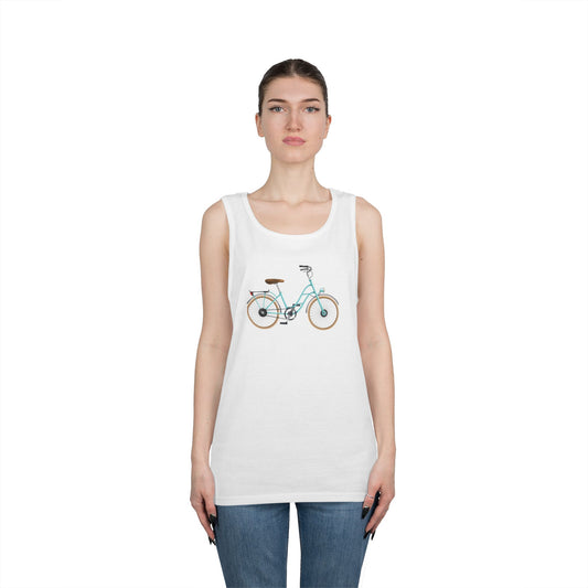 Unisex Heavy Cotton Tank Top - Classic Bicycle Illustration - London Style