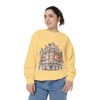 Unisex Garment-Dyed Sweatshirt - Classic British Architecture - Elegant Historic Building