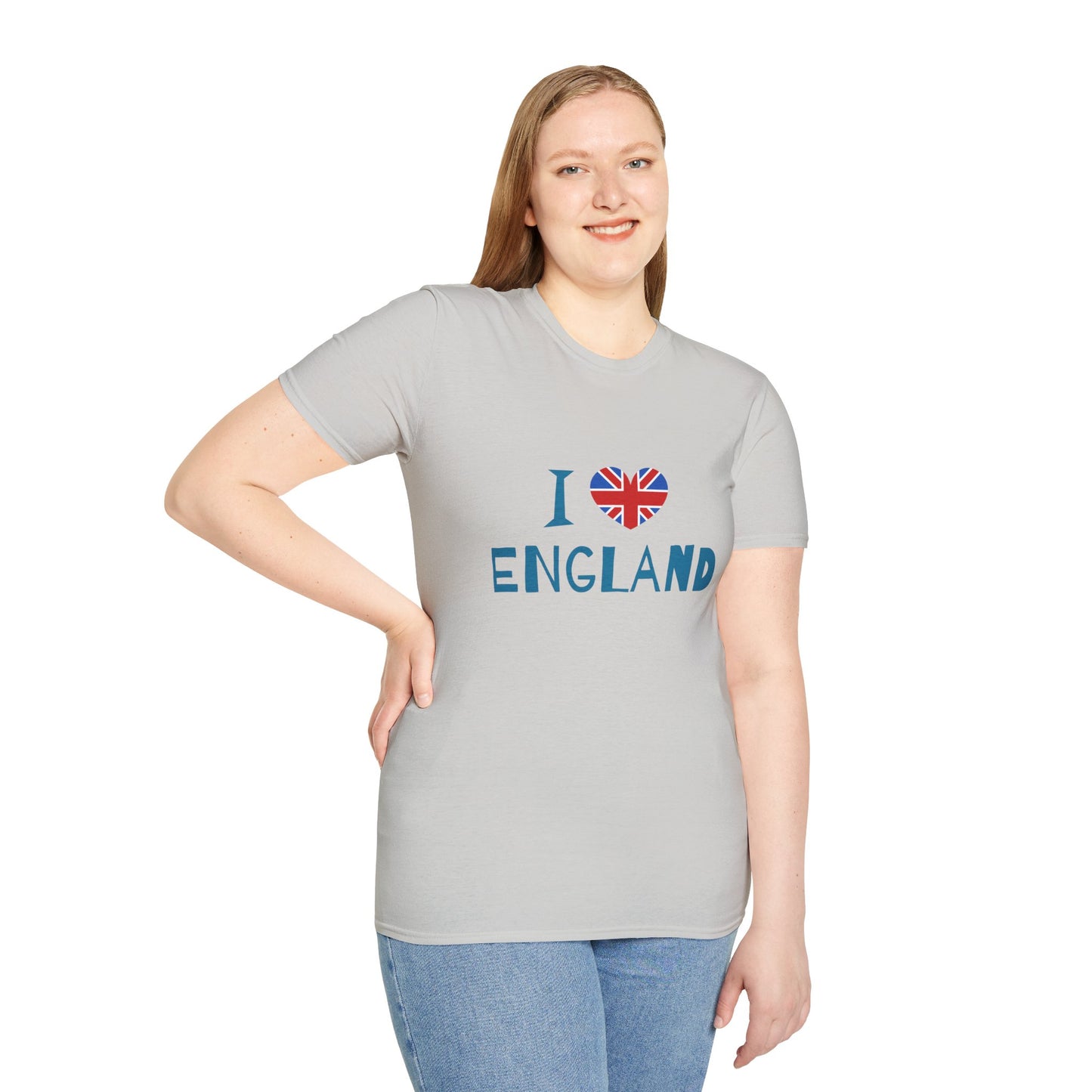 Unisex Softstyle T-Shirt - I Love England - Union Jack Heart Design