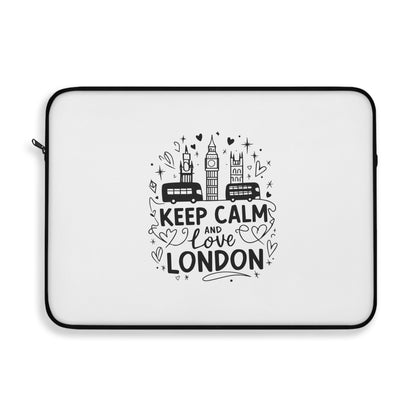 Laptop Sleeve - Keep Calm and Love London | Travel Gift, Tech Accessory, Laptop Case, London Lover, Office Essentials