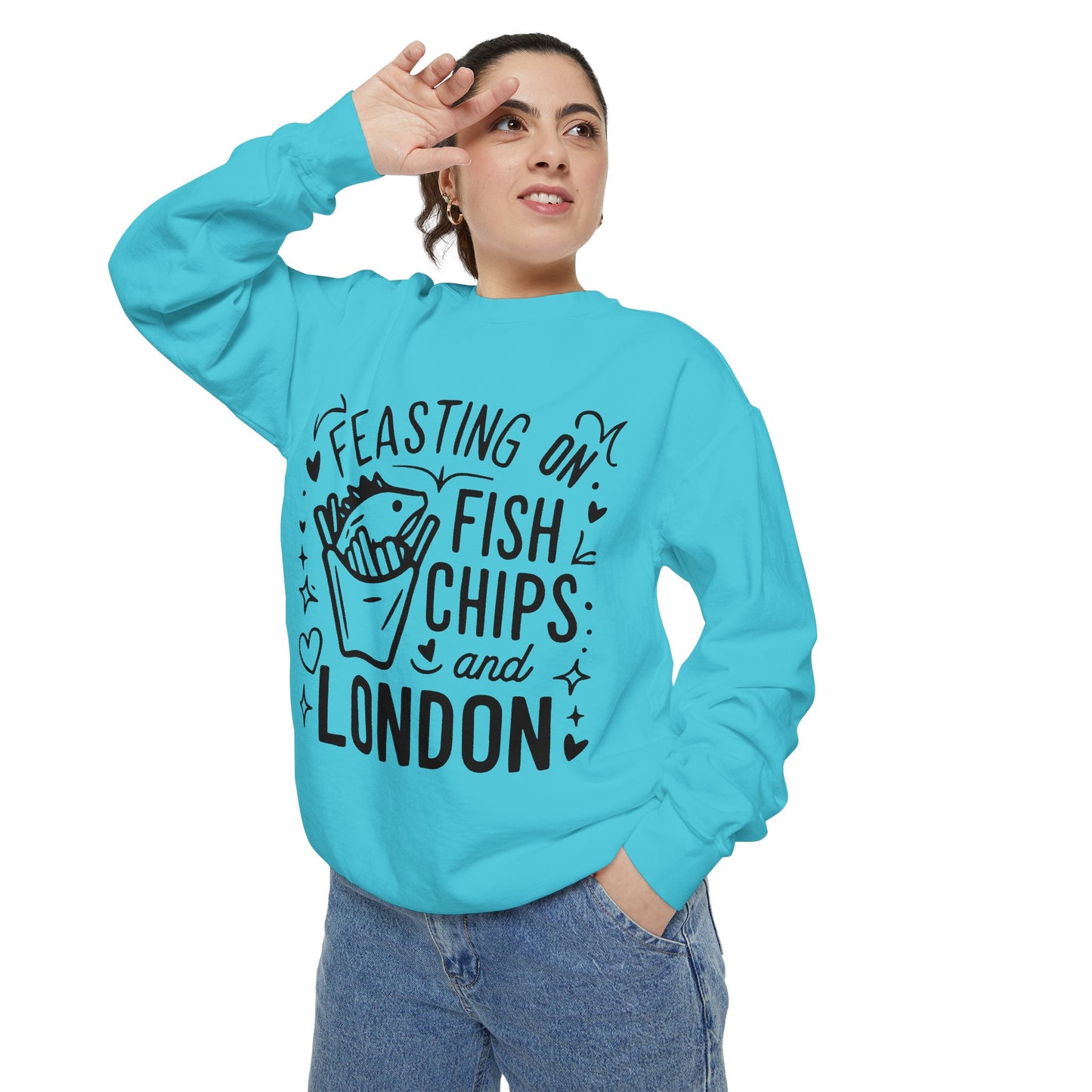 Unisex Garment-Dyed Sweatshirt - Fish Chips and London
